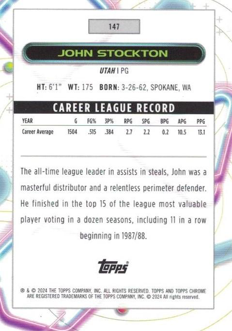 2023 Topps Chrome Cosmic John Stockton #147 Utah Jazz
