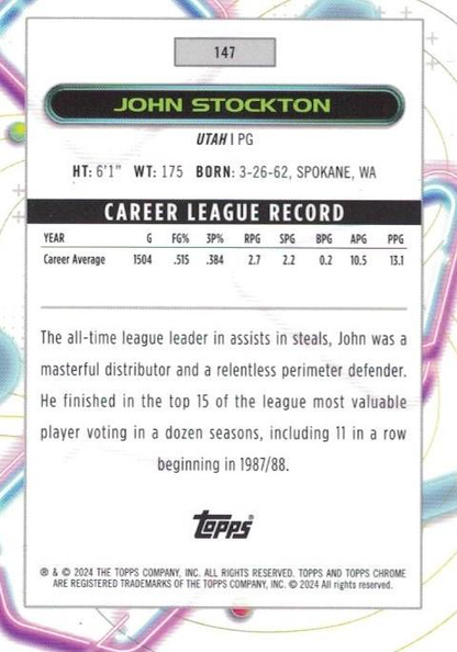 2023 Topps Chrome Cosmic John Stockton #147 Utah Jazz