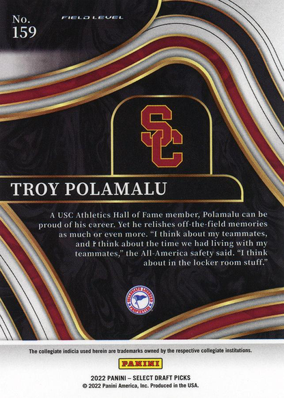 2022 Panini Select Draft Picks Blue Troy Polamalu #159 USC Trojans