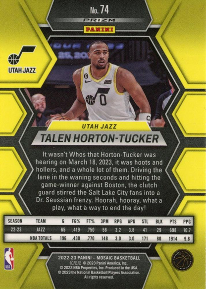 2022 Panini Mosaic Prizm Mosaic Talen Horton-Tucker #74 Utah Jazz