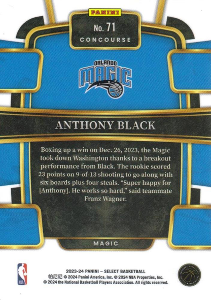 2023 Panini Select NBA Blue Anthony Black RC #71 Orlando Magic