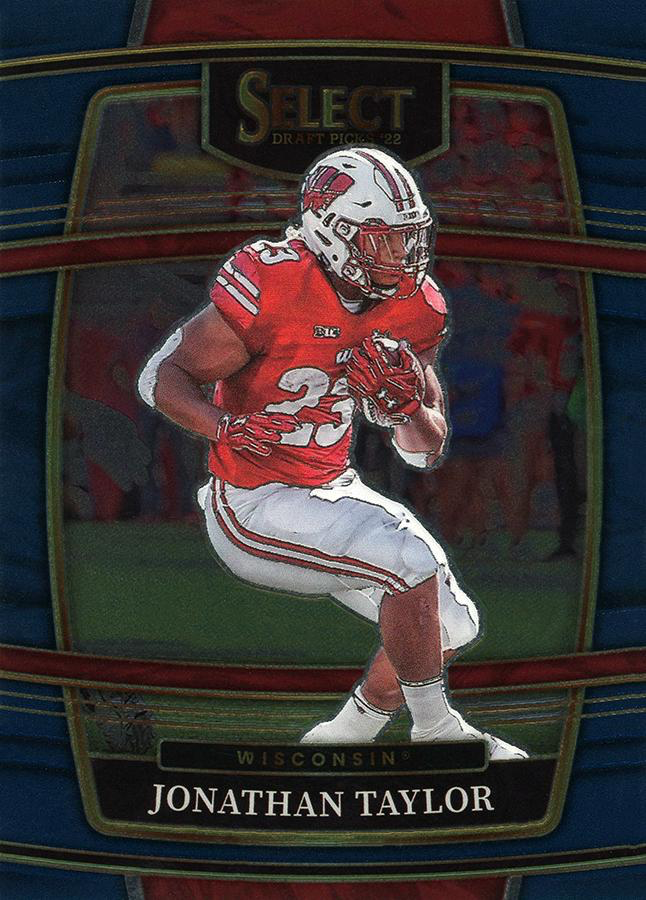 2022 Panini Select Draft Picks Blue Jonathan Taylor #95 Wisconsin Badgers