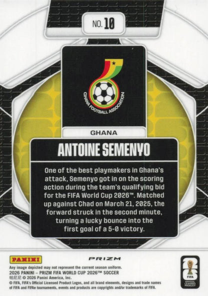 2026 Panini Prizm World Cup Trophy Hunting Antoine Semenyo #10 Ghana
