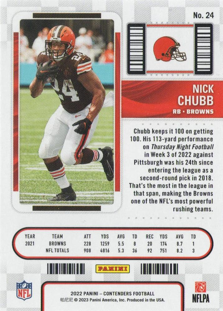 2022 Panini Contenders Nick Chubb Cleveland Browns #24