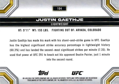 2024 Topps Chrome UFC Justin Gaethje #104
