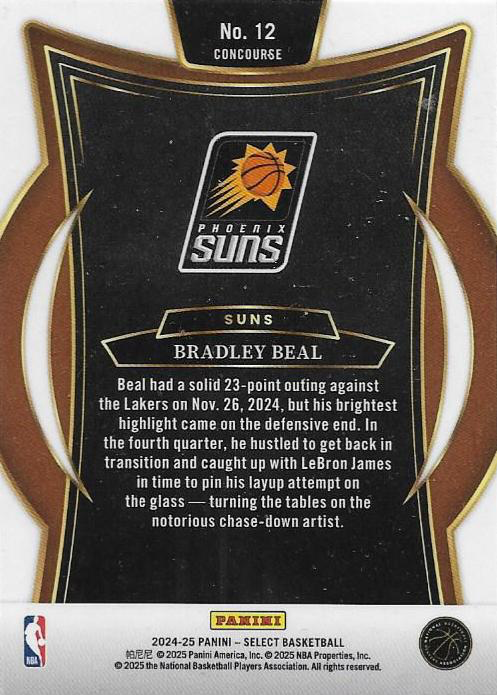 2024 Panini Select Bradley Beal Blue #12 Phoenix Suns