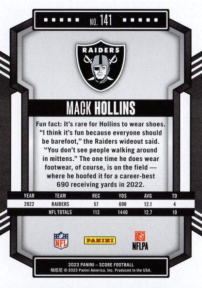 2023 Panini Score Football Mack Hollins Las Vegas Raiders #141