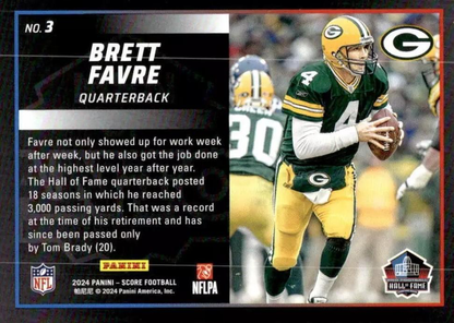 2024 Panini Score Football Men of Canton Brett Favre Green Bay Packers #3