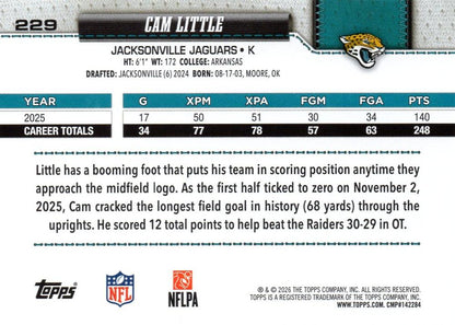 2026 Topps Flagship Cam Little #229 Jacksonville Jaguars