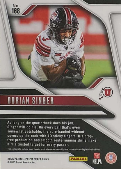 2025 Panini Prizm Draft Picks Dorian Singer #168 Utah Utes