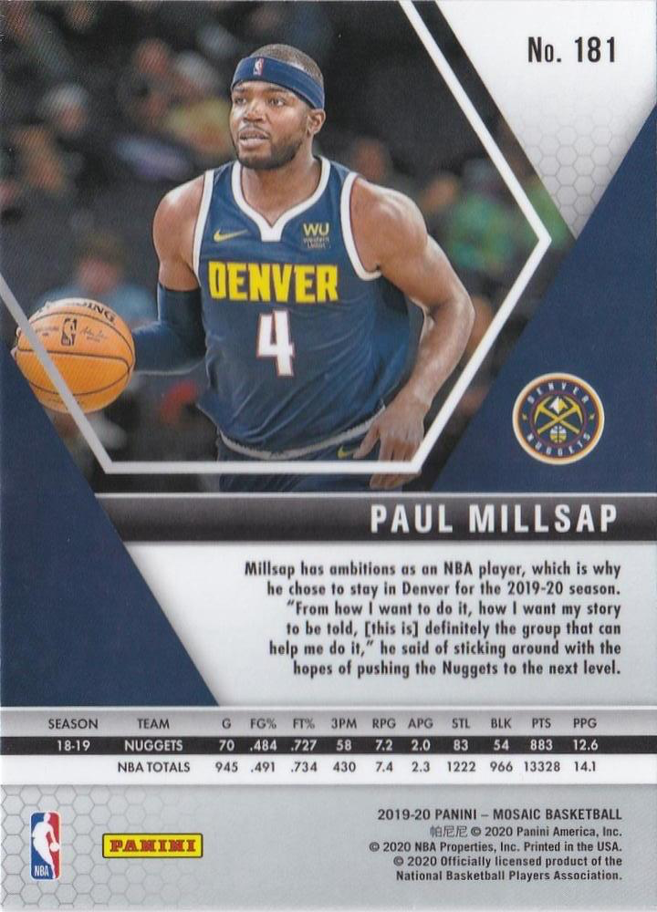 2019 Panini Mosaic Paul Millsap #181 Denver Nuggets