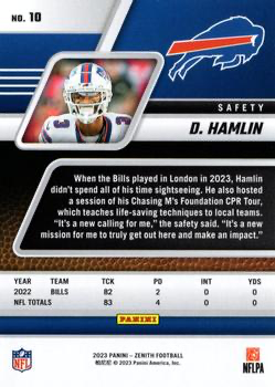 2023 Panini Zenith Damar Hamlin #10 Buffalo Bills