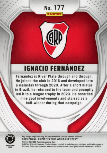 2025 Panini Prizm Club World Cup Ignacio Fernandez RC #177 River Plate