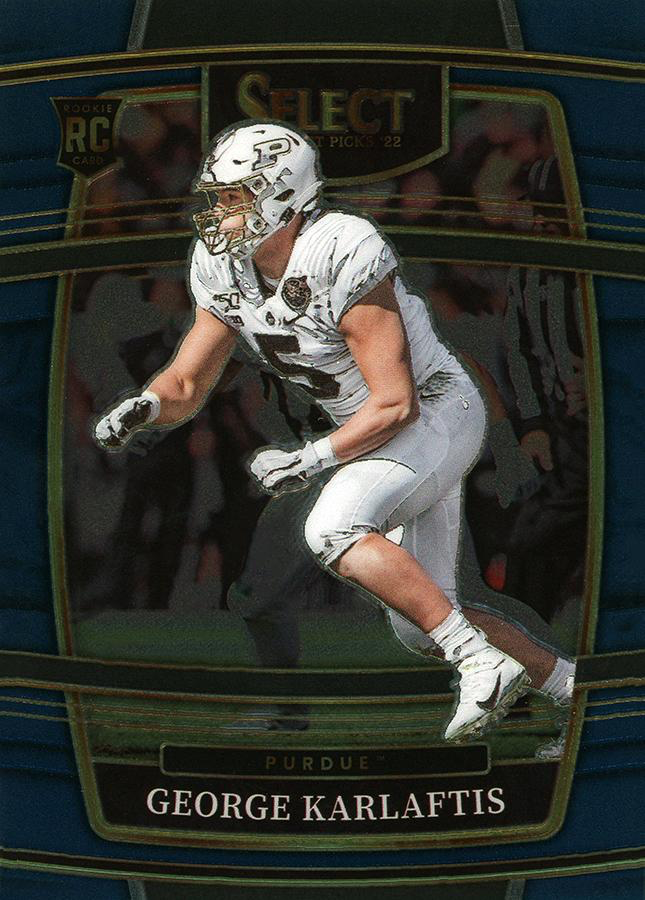2022 Panini Select Draft Picks Blue George Karlaftis #25 Purdue Boilermakers