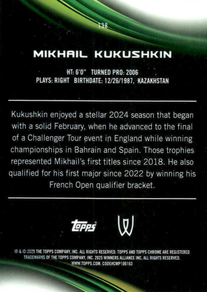 2025 Topps Chrome Tennis Geometric Mikhail Kukushkin RC #138