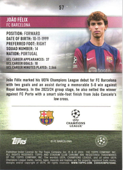 2023 Topps Stadium Club Chrome UCC Joao Félix #57 FC Barcelona
