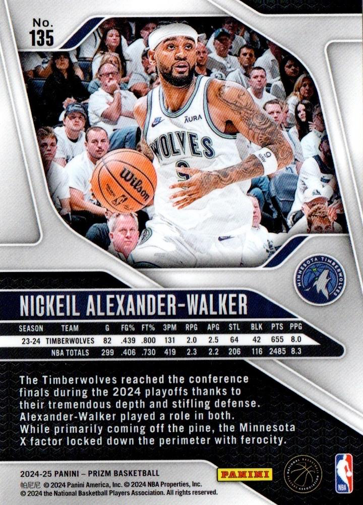 2024 Panini Prizm Nickeil Alexander-Walker #135 Minnesota Timberwolves