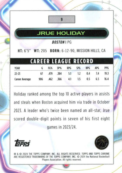 2023 Topps Chrome Cosmic Jrue Holiday #9 Boston Celtics