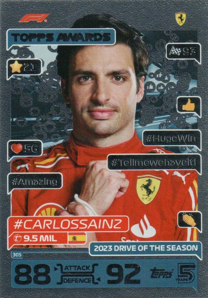 2024 Topps Turbo Attax F1 Carlos Sainz TA FOIL #305 Scuderia Ferrari