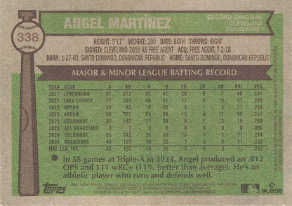 2025 Topps Heritage Angel Martinez RC #338 Cleveland Guardians