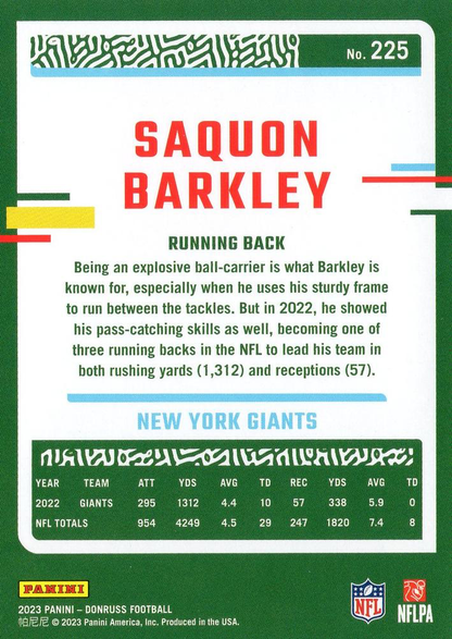 2023 Panini Donruss Saquon Barkley #225 New York Giants