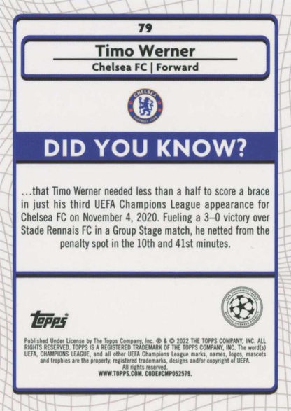 2021 Topps Merlin UEFA Club Competitions Timo Werner #79 Chelsea FC