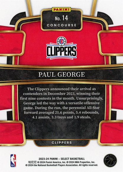 2023 Panini Select Paul George Blue #14 Los Angeles Clippers