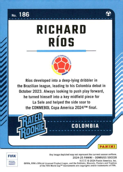 2024 Panini Donruss Richard Rios Rated Rookie RC #186 Colombia