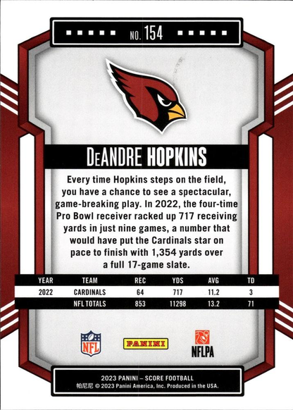 2023 Panini Score Football DeAndre Hopkins Arizona Cardinals #154