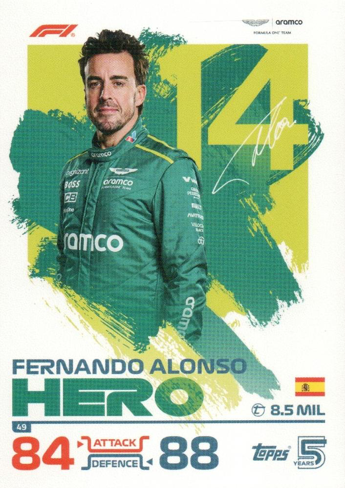 2024 Topps Turbo Attax F1 Fernando Alonso #49 Aston Martin F1 Team