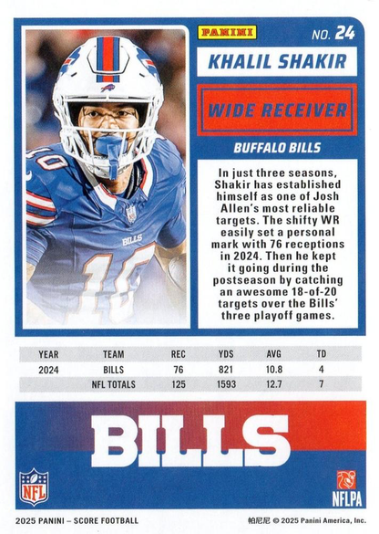 2025 Panini Score Khalil Shakir #24 Buffalo Bills