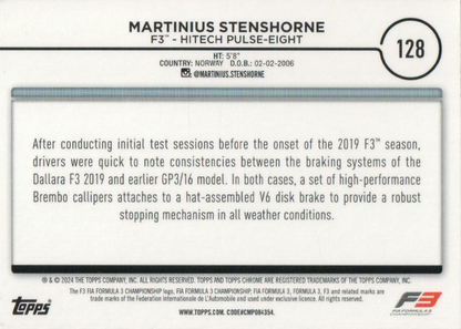 2024 Topps Chrome Formula 1 Martinius Stenshorne F3C #128 HiTech Pulse-Eight