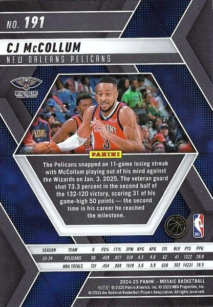 2024 Panini Mosaic CJ McCollum #191 New Orleans Pelicans