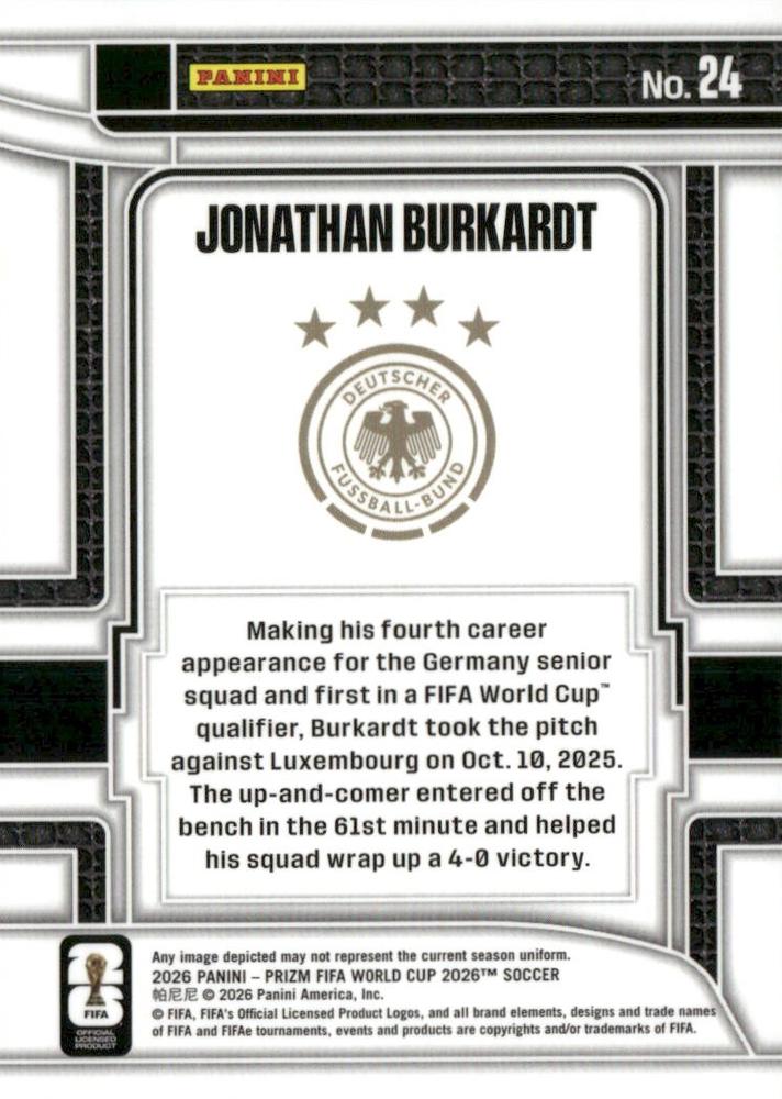 2026 Panini Prizm World Cup Scorers Club Jonathan Burkardt #24 Allemagne