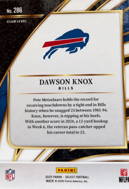 2025 Panini Select Dawson Knox #286 Buffalo Bills