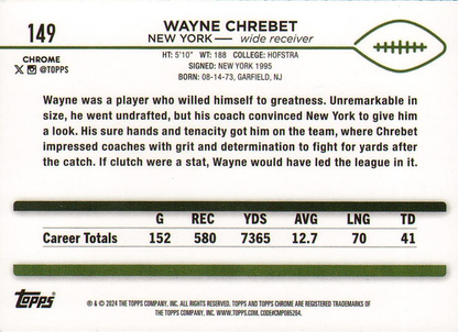 2024 Topps Chrome Football Wayne Chrebet #149 New York Jets