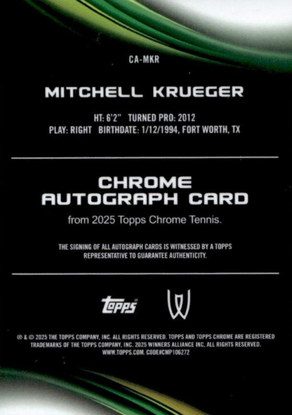 2025 Topps Chrome Tennis Geometric Autograph Mitchell Krueger #CA-MKR