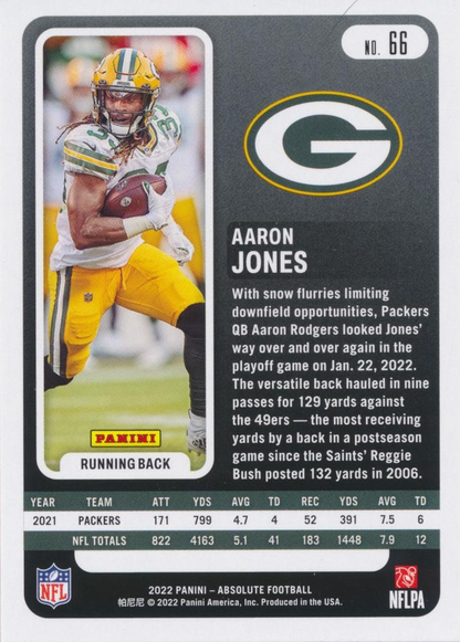 2022 Panini Absolute Aaron Jones #66 Green Bay Packers