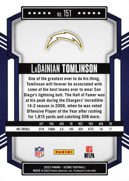 2023 Panini Score Football LaDainian Tomlinson San Diego Chargers #151