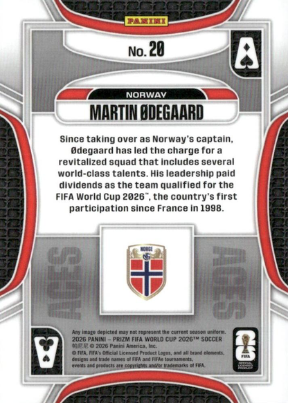 2026 Panini Prizm World Cup Aces Martin Odegaard #20 Norvège