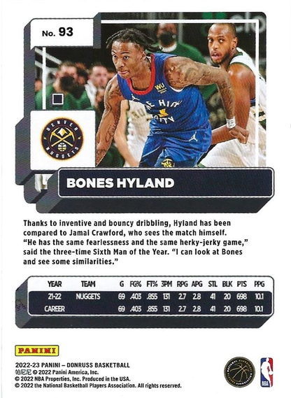 2022 Panini Donruss Bones Hyland #93 Denver Nuggets