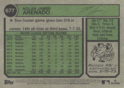 2023 Topps Heritage Nolan Arenado #677 St. Louis Cardinals