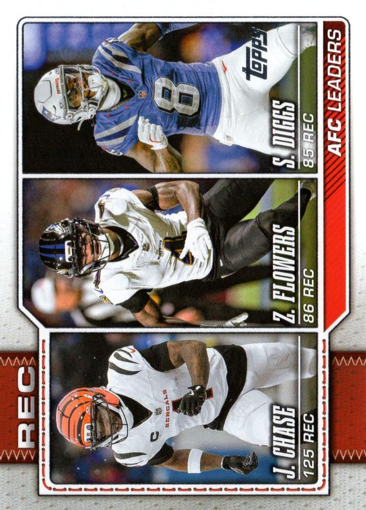 2026 Topps Flagship League Leaders Stefon Diggs / Ja'Marr Chase / Zay Flowers #284