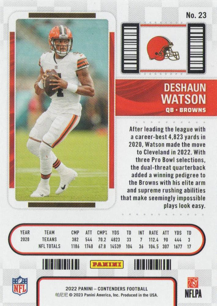 2022 Panini Contenders Deshaun Watson Cleveland Browns #23