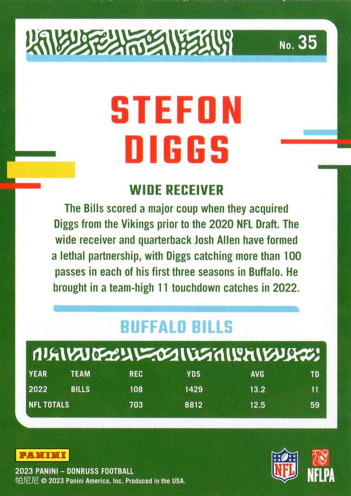 2023 Panini Donruss Stefon Diggs #35 Buffalo Bills
