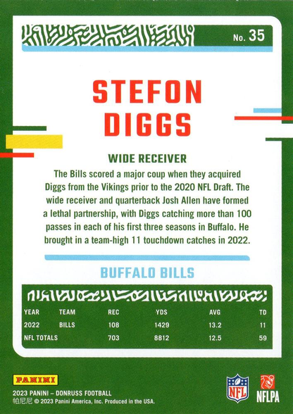 2023 Panini Donruss Stefon Diggs #35 Buffalo Bills