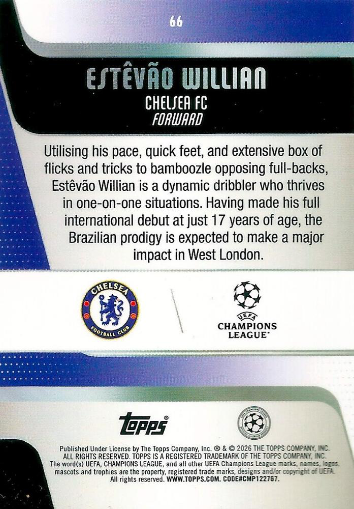 2025 Topps UCC Estevao Willian #66 Chelsea FC