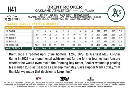 2024 Topps Holiday Brent Rooker Oakland Athletics #H41