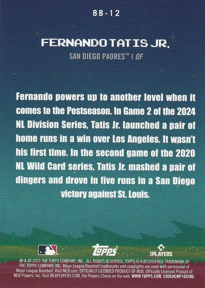 2025 Topps Series 1 8-Bit Ballers Fernando Tatis Jr. San Diego Padres #8B-12