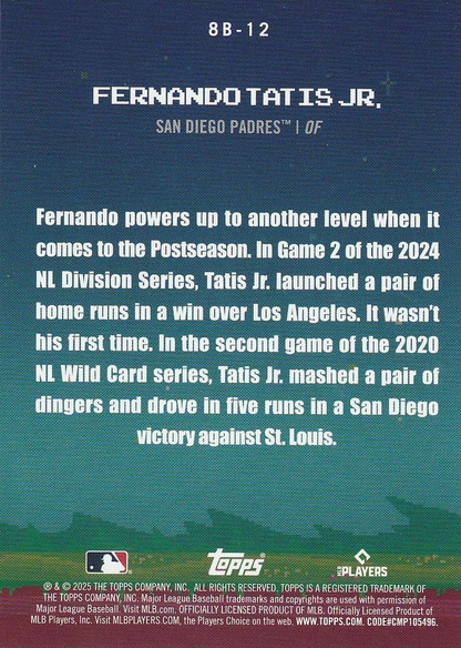 2025 Topps Series 1 8-Bit Ballers Fernando Tatis Jr. San Diego Padres #8B-12